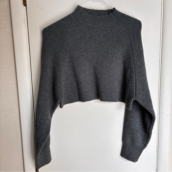 Mod Ref Sweaters - Mod Ref Charcoal Women's Cowl Neck Cropped Sweater size Small